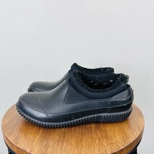 Kenzie Carmella Black Fleece Lined Slip On Rain Shoe Womens Size 6